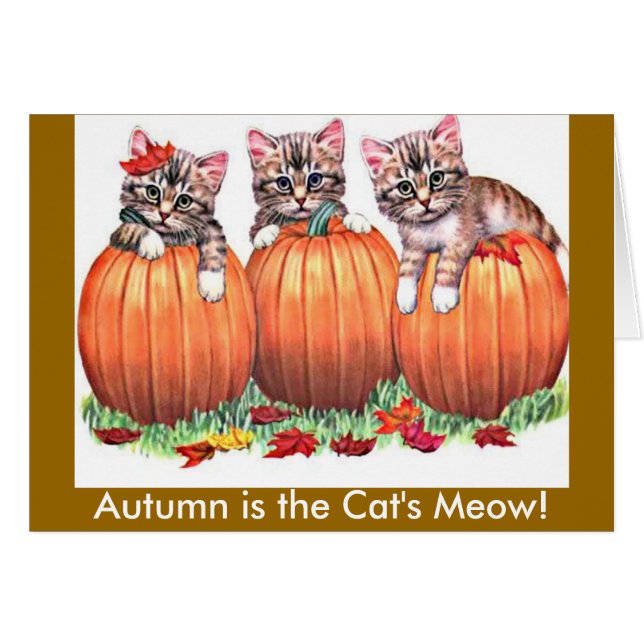 Der Herbst ist die Maow Card der Katze (Vorderseite (Horizontal))