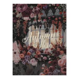 Der Herbst ist hier Blumenmuster-Kunst Poster
