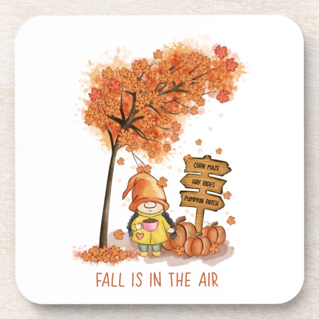 Der Herbst ist in der Luft, Herbst-Gnome Getränkeuntersetzer (Vorderseite)