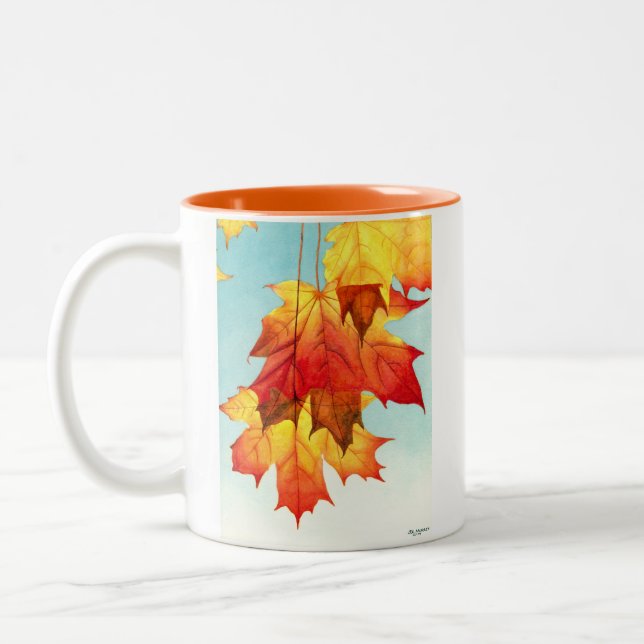 Der Herbst ist in der Luft! Zweifarbige Tasse (Links)
