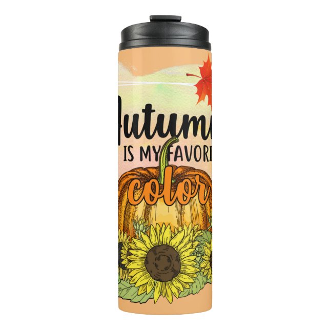 Der Herbst ist meine Lieblingsfarbe - Blätter Pump Thermosbecher (Vorderseite)
