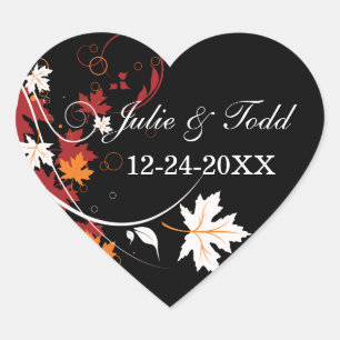 Der Herbst lässt Abstrakte Hochzeit das Datum spei Herz-Aufkleber