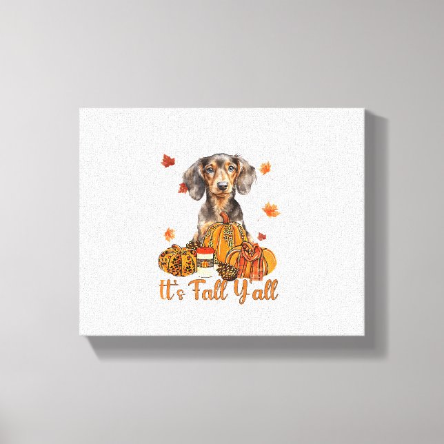 Der Herbst Y'all Dackel Hund Fall Scarf Herbst Pum Leinwanddruck (Vorderseite)