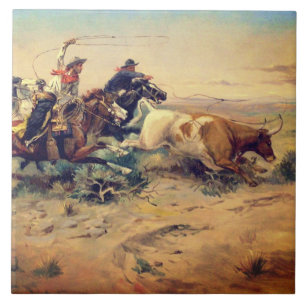 Der Herd Quitter (von C. M. Russell, ca. 1897) Fliese