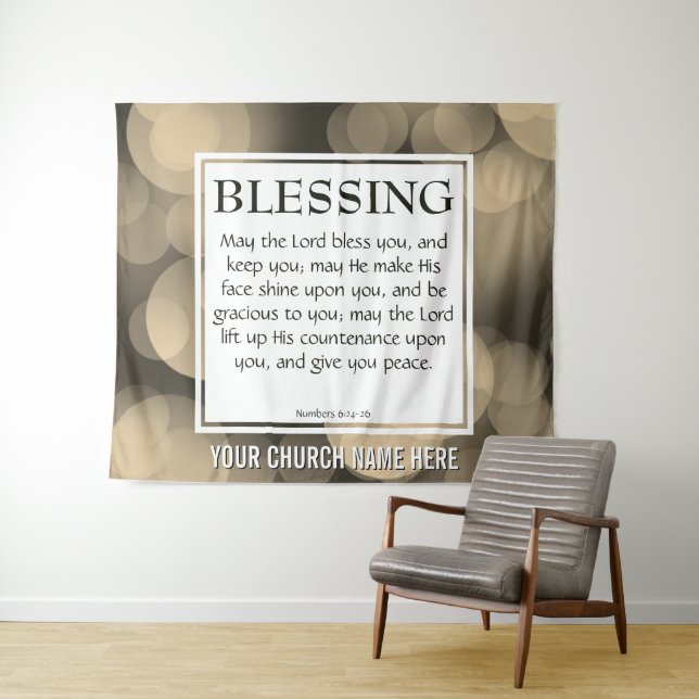 DER HERR BEGRÜSST EUCH Nummern 6:24-26 Kirche Wandteppich (Beispiel (Horizontal))