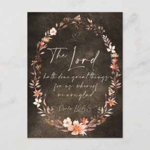 Der Herr hat große Dinge getan KJV Floral Grunge Postkarte