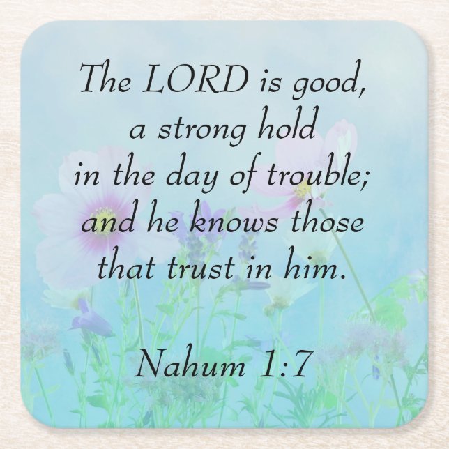 Der Herr ist gut - Nahum 1:7 Rechteckiger Pappuntersetzer (Vorderseite)