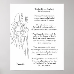 Der Herr ist mein Hirte, die 23. Psalm-Bibelschrif Poster