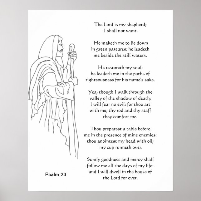 Der Herr ist mein Hirte, die 23. Psalm-Bibelschrif Poster (Vorne)