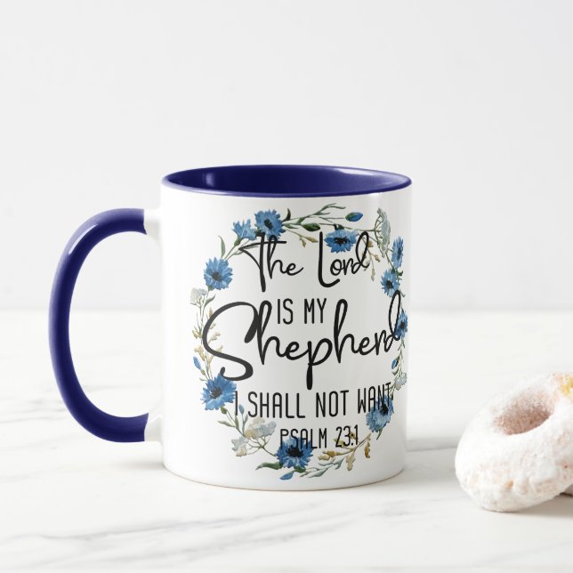 Der Herr ist mein Hirte| Psalm 23:1 Bibelverse Tasse (Mit Donut)