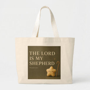 Der Herr ist mein Hirte   Psalm 23:1 Olivgrün Jumbo Stoffbeutel