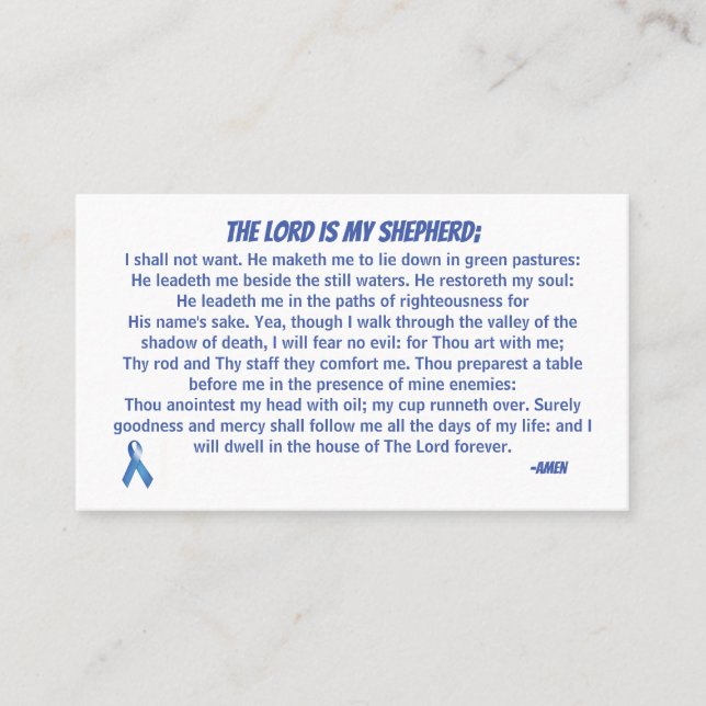 Der Herr ist mein Hirte PSALM 23 Blue Ribbon Visitenkarte (Vorderseite)
