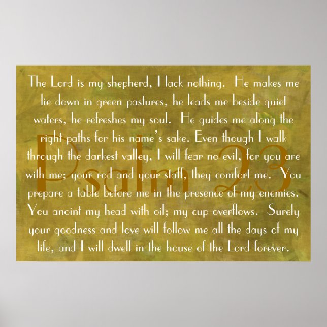 Der Herr ist mein Hirte Psalm 23 Gebet Poster (Vorne)