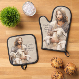 Der Herr ist mein Hirte Psalm 23 Ofenhandschuh & Topflappen-Set