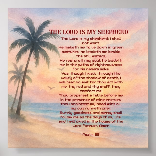 Der Herr ist mein Hirte Psalm 23 Sunset Beach  Poster (Vorne)