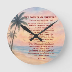 Der Herr ist mein Hirte Psalm 23 Sunset Beach  Runde Wanduhr