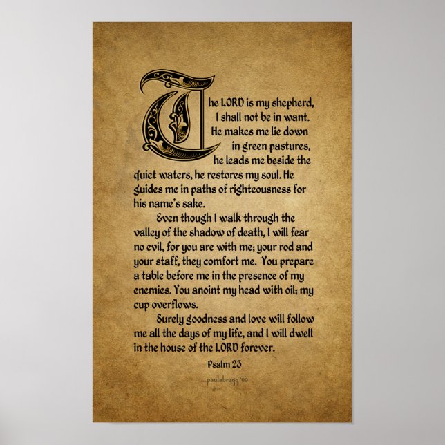 Der Herr ist mein Hirte (Schrift: Psalm 23) Poster (Vorne)