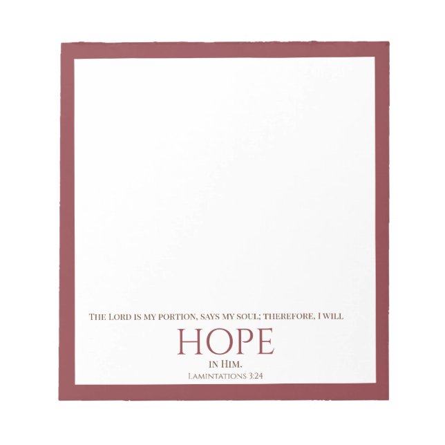 Der Herr ist mein Teil Deep Red Modern Bible Verse Notizblock (Vorderseite)