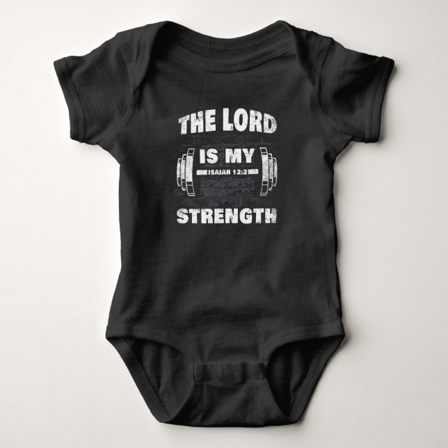 Der Herr ist Meine Stärke Isaiah 12:2 Christlich Baby Strampler (Vorderseite)