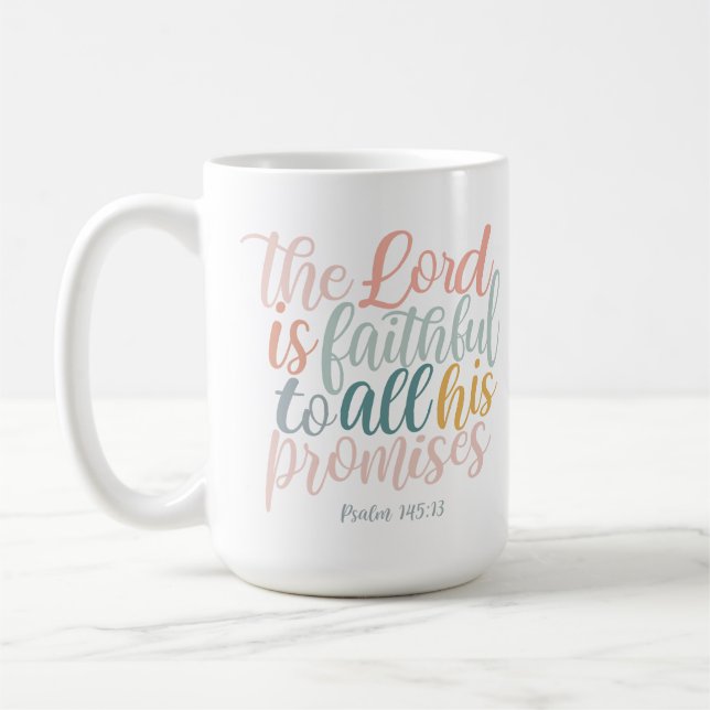 Der Herr ist treue Christliche Schriftzeichen Kaffeetasse (Links)