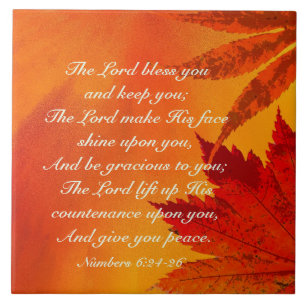 Der Herr segne dich, Zahlen 6:24-26, Herbstleaves Fliese