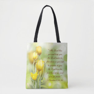Der Herr segne Sie die Bibel Verse Gelbe Tulpen Tasche