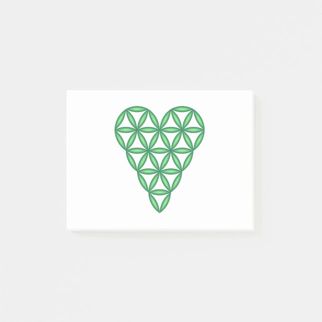 Der Herz des Lebens – Grün/3D. Post-it Klebezettel (Vorderseite)