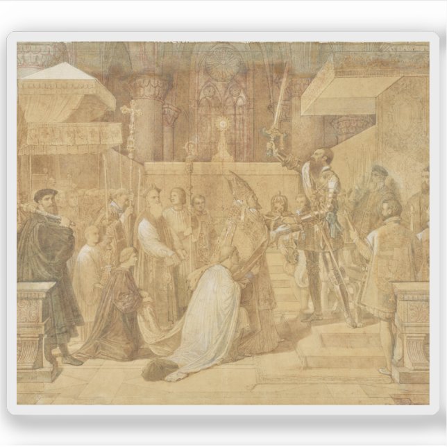 Der Herzog Albas, der den Papst segnet Aufkleber (Vorderseite)