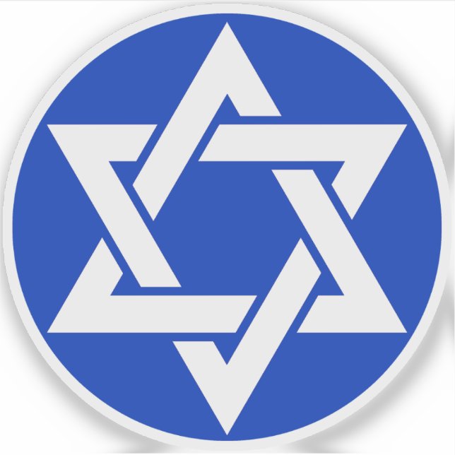 Der Hexagram (weiß auf blau) Aufkleber (Vorderseite)