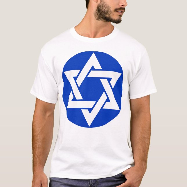Der Hexagram (weiß auf blau) T-Shirt (Vorderseite)