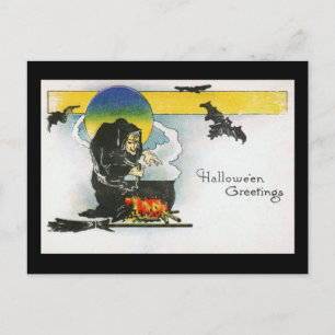 Der Hexenkessel Halloween Vintage Postkarte
