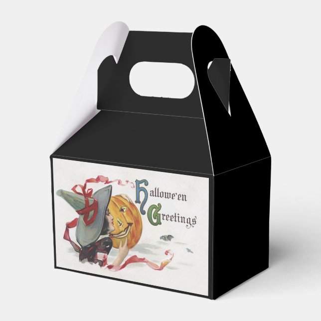 Der Hexenkuss: eine Kürbislaterne zu Halloween Geschenkschachtel (Vorderseite)