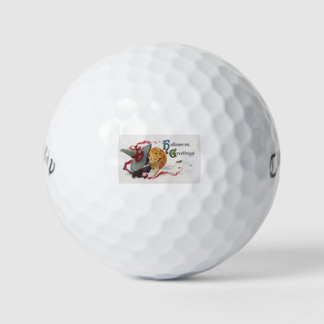 Der Hexenkuss: eine Kürbislaterne zu Halloween Golfball (Vorderseite)