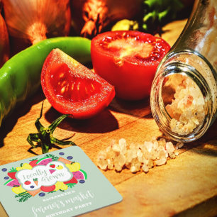 Der hiesige Bauernmarkt zum Geburtstag Rechteckiger Pappuntersetzer