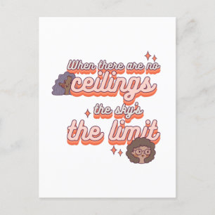 Der Himmel ist das Limit   Frauenrechte Rosa Retro Postkarte