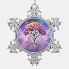 Der Himmelsbaum des Werdens. Schneeflocken Zinn-Ornament