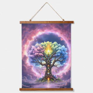 Der himmlische Baum der ewigen Reiche Wandteppich Mit Holzrahmen