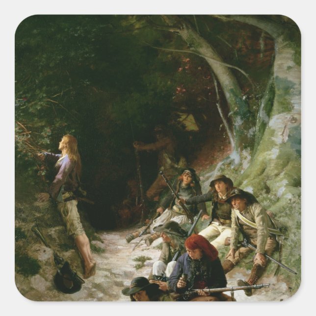 Der Hinterhalt Quadratischer Aufkleber (Vorderseite)