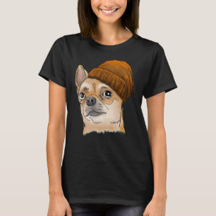 Der Hipster Chihuahua Chihuahua trägt eine Beanie T-Shirt