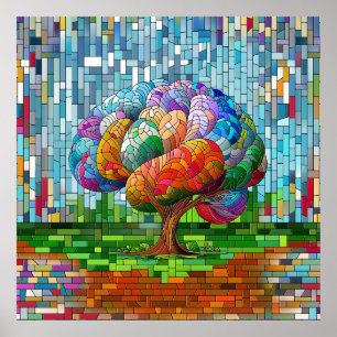Der Hirnbaum farbenfrohe Mosaik Poster