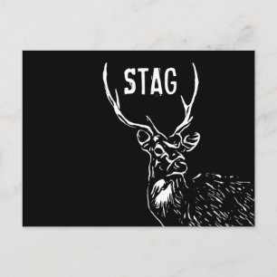 Der Hirsch, Junggesellenabschied Postkarten-Einlad Einladungspostkarte
