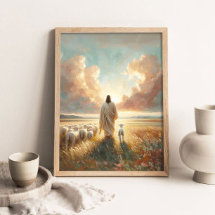 Der Hirte rettet den Einen, Christliche Kunst, Jes Poster