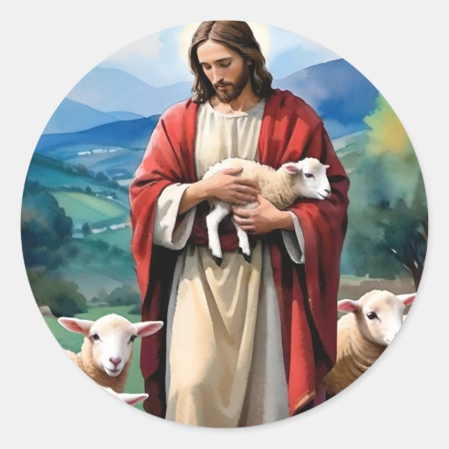 Der Hirte Runder Aufkleber (Vorderseite)