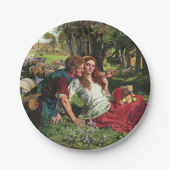 Der Hirte und seine Freundin (von Holman Hunt) Pappteller (Vorderseite)