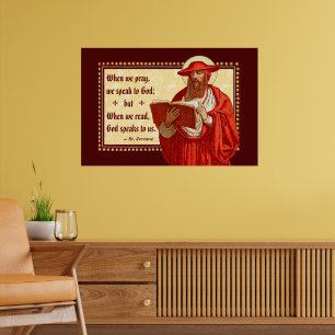 Der hl. Hieronymus als Kardinal mit Gebet lies Zit Poster