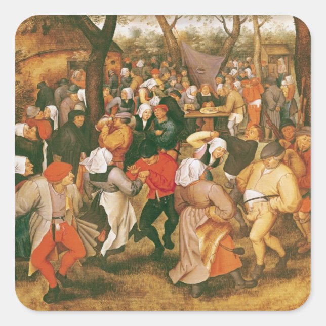 Der Hochzeitstanz von 1607 Quadratischer Aufkleber (Vorderseite)