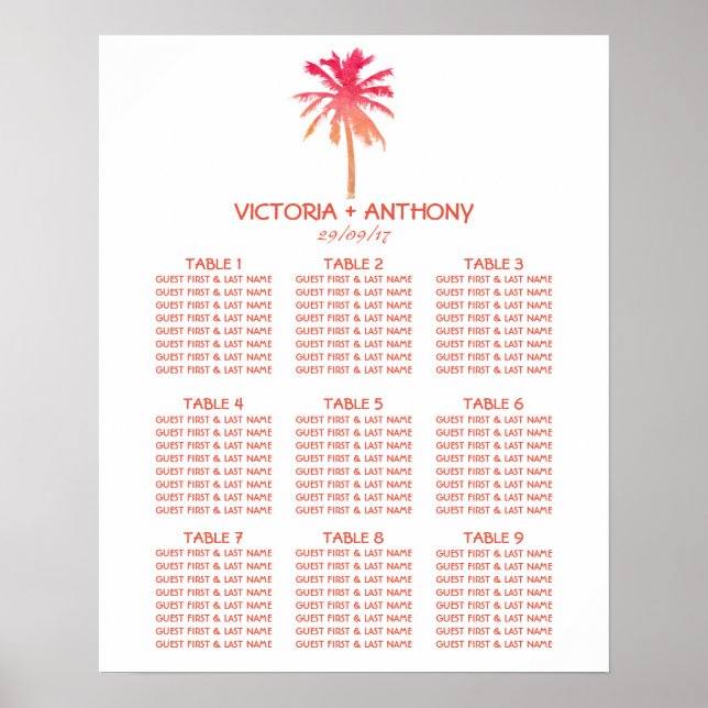 Der Hochzeitstisch für das tropische Sonnenunterga Poster (Vorne)