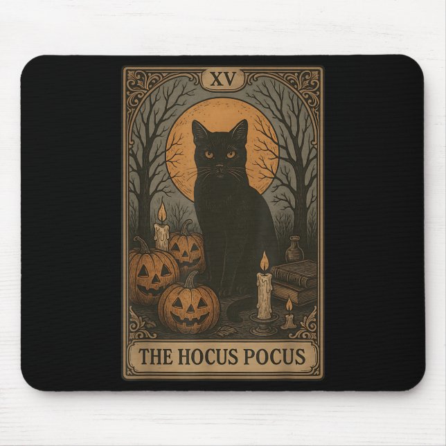 Der Hocus Pocus Kat Pumpkin Lantern Mystische Spoo Mousepad (Vorne)