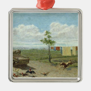 Der Hof (Öl auf Leinwand) Ornament Aus Metall