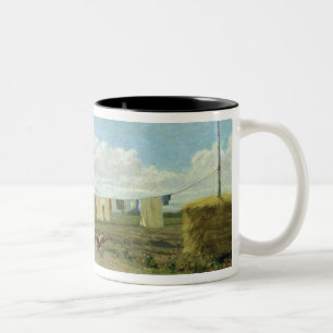 Der Hof (Öl auf Leinwand) Zweifarbige Tasse